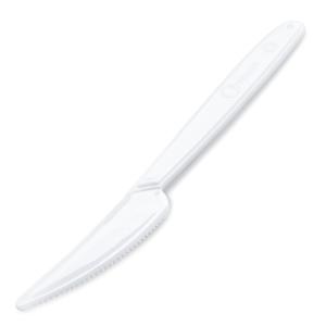 Nože plastové znovu použiteľné biele 18,5 cm (50 ks)