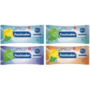 Vlhčené utierky Freshmaker antibakteriálne citrón/mentol (15 ks)
