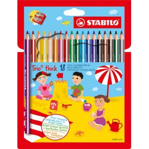 Farbičky STABILO Trio so strúhadlom, 18 ks